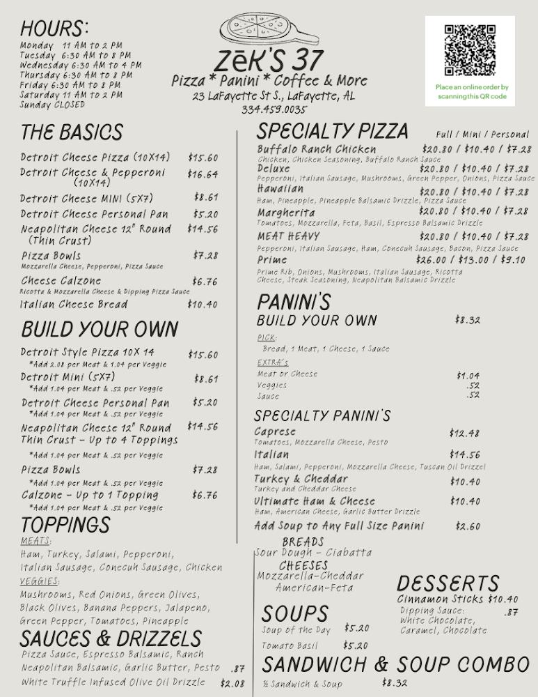 Zek's 37 Menu image 3